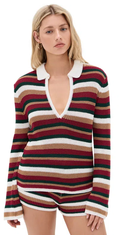 Seven Wonders Benson Knit Top Red Multi Stripe In Brown