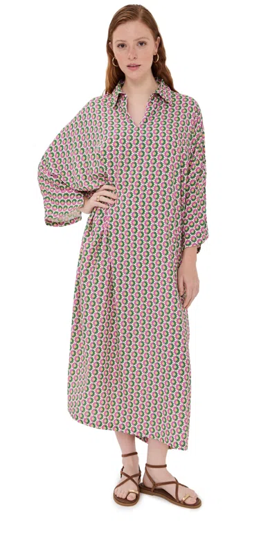 La Vie Style House Linen Floral Maxi Everyday Dress Purple/green In Multi