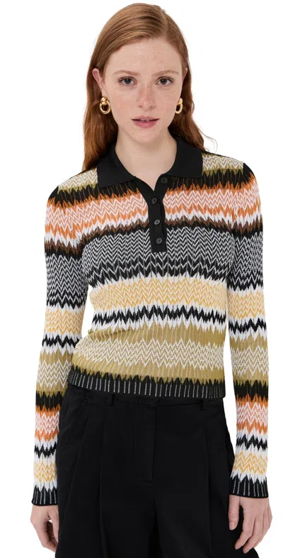 Missoni Long Sleeve Polo Multi Orange Yellow Tones