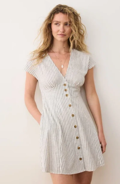 Marine Layer Camila Stripe Button Front Hemp Blend Minidress