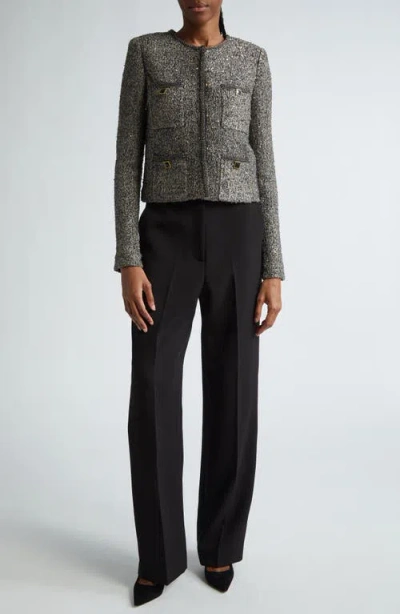 St John St. John Collection Sequin Metallic Knit Crop Jacket