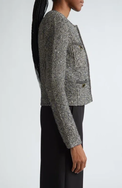 St John St. John Collection Sequin Metallic Knit Crop Jacket