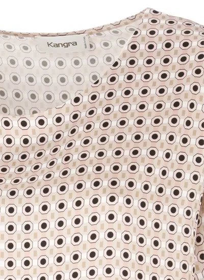 Kangra Cashmere -viscose Blouse With Geometric Pattern In White