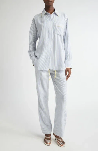 Victoria Beckham Pleat Detail Stripe Pajama Trousers