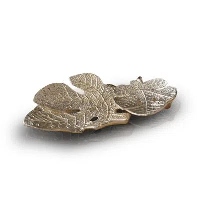 Marleth Twin Fig Leaf Dish In Silver-plated Brass