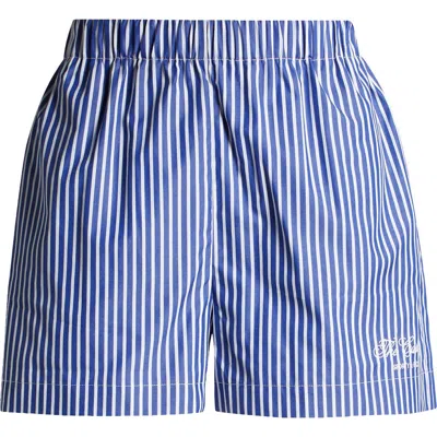 Sporty And Rich Sporty & Rich X The Carlyle Embroidered Stripe Cotton Poplin Boxer Shorts