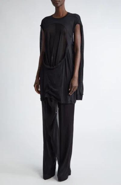 Rick Owens Drain Cutout Cotton & Silk Chiffon T-shirt