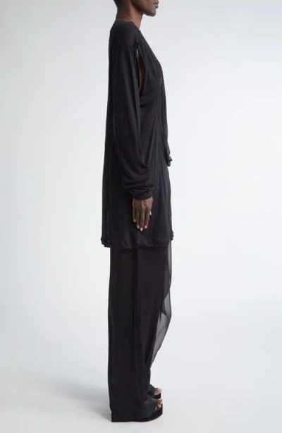 Rick Owens Drain Cutout Cotton & Silk Chiffon T-shirt
