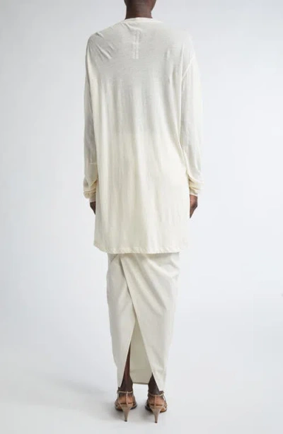 Rick Owens Drain Cutout Cotton & Silk Chiffon T-shirt In White