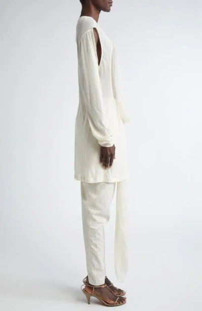 Rick Owens Drain Cutout Cotton & Silk Chiffon T-shirt In White