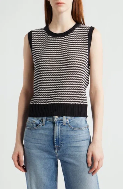 Margaret O'leary Caroline Stripe Cotton Blend Sweater Vest In Multi