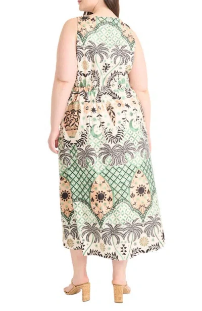 Maggy London Print Sleeveless Midi Dress