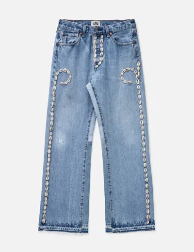 Barriers Worldwide Cowrie Shell Denim Pants