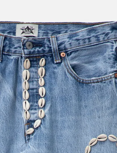 Barriers Worldwide Cowrie Shell Denim Pants