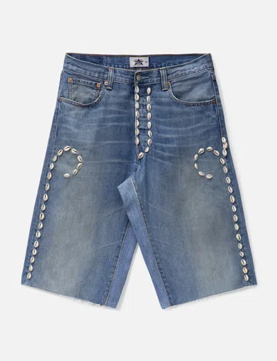 Barriers Worldwide Cowrie Shell Denim Shorts