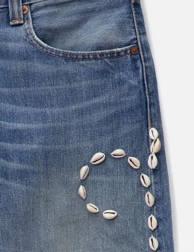 Barriers Worldwide Cowrie Shell Denim Shorts
