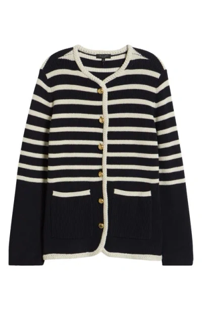 Rag & Bone Nora Stripe Cotton Blend Cardigan