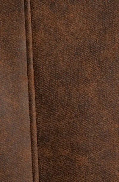 Bernardo Distressed Faux Shearling Moto Jacket In Brown