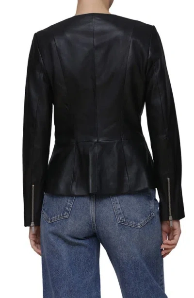 Bagatelle Peplum Leather Jacket In Black