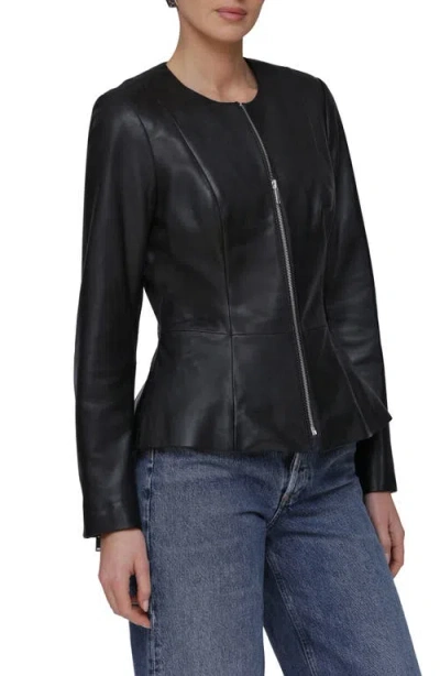 Bagatelle Peplum Leather Jacket In Black