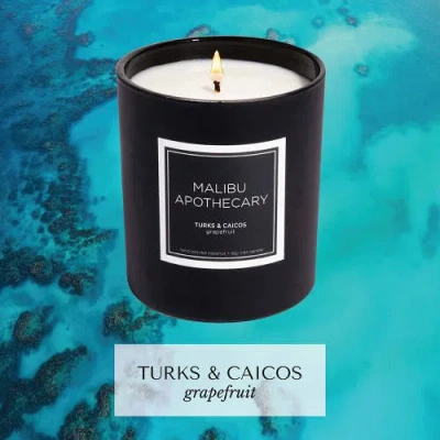 Malibu Apothecary Matte Black Candle In Black