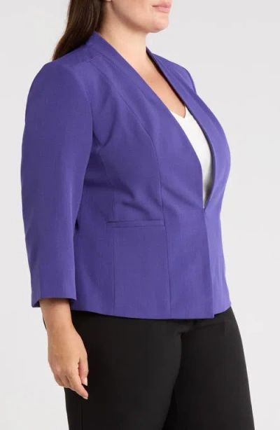 Kasper Open Front Stretch Crepe Blazer In Blue