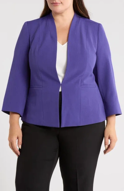Kasper Open Front Stretch Crepe Blazer In Blue