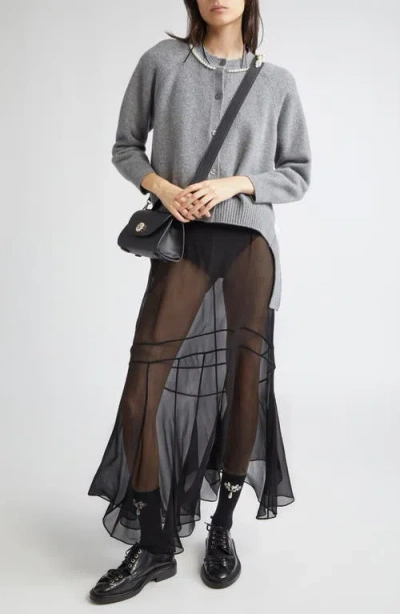 Simone Rocha Open Back Wool Blend Cardigan In Gray