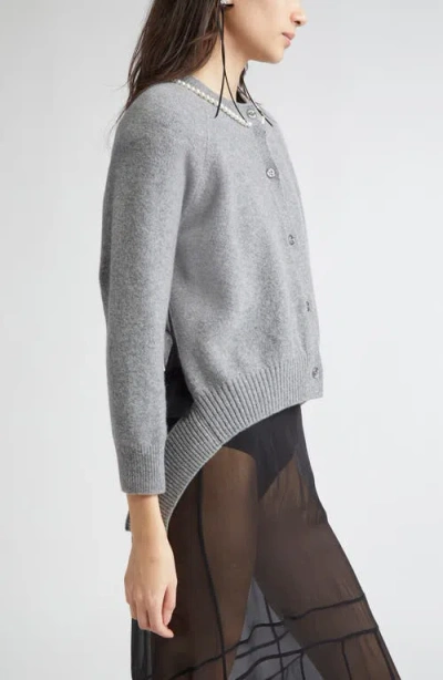Simone Rocha Open Back Wool Blend Cardigan In Gray
