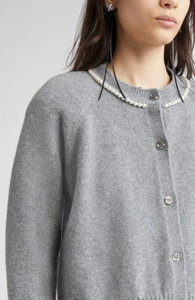 Simone Rocha Open Back Wool Blend Cardigan In Gray