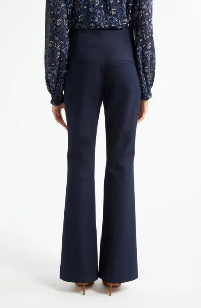 Veronica Beard Elin Contrast Stitch Pant In Blue