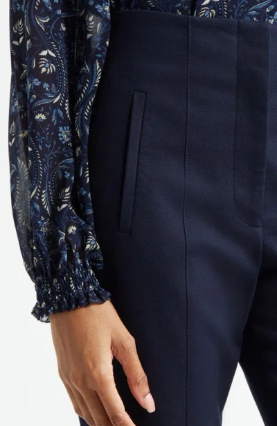 Veronica Beard Elin Contrast Stitch Pant In Blue