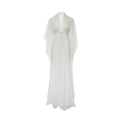 Bluzat Women's Long Flared Kaftan White