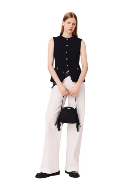 Maje Long Sleeveless Tweed Jacket