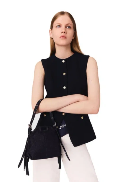Maje Long Sleeveless Tweed Jacket