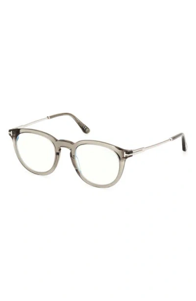 Tom Ford 49mm Round Blue Light Blocking Optical Glasses