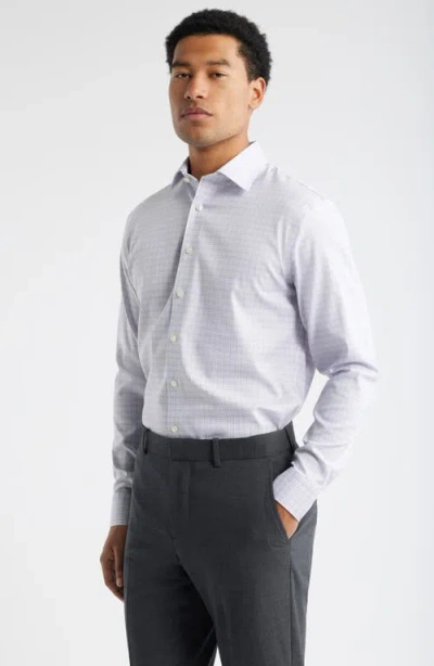 Nordstrom Trim Fit Plaid Premium Performance Dress Shirt In Blue