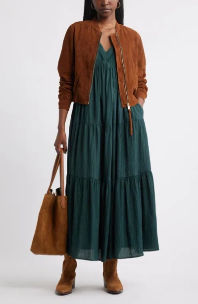 Treasure & Bond Crinkle Finish Flutter Sleeve Maxi Dress In Green