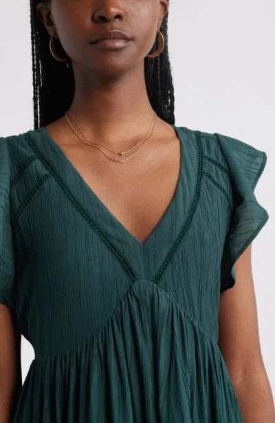 Treasure & Bond Crinkle Finish Flutter Sleeve Maxi Dress In Green