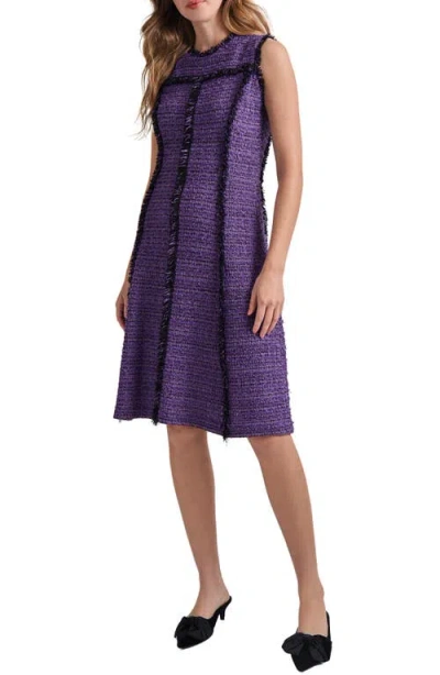 Misook Fringe Trim A-line Tweed Dress