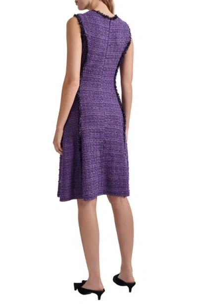 Misook Fringe Trim A-line Tweed Dress