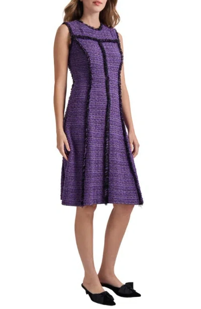 Misook Fringe Trim A-line Tweed Dress