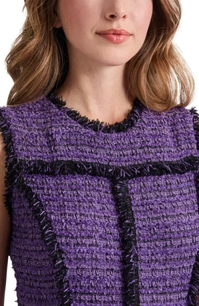 Misook Fringe Trim A-line Tweed Dress