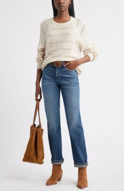 Treasure & Bond Pointelle Raglan Sleeve Sweater In White