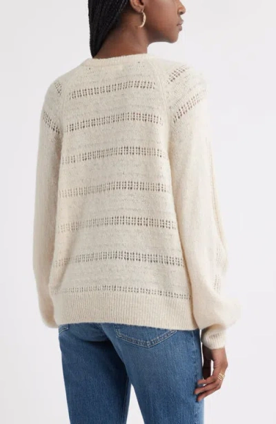 Treasure & Bond Pointelle Raglan Sleeve Sweater In White