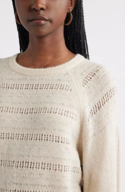 Treasure & Bond Pointelle Raglan Sleeve Sweater In White