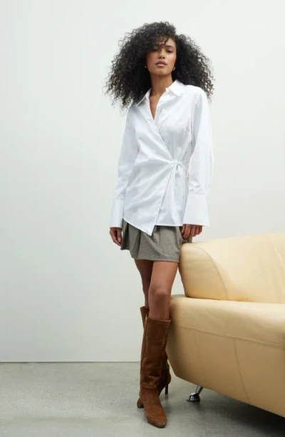 Open Edit Asymmetric Cotton Poplin Wrap Shirt