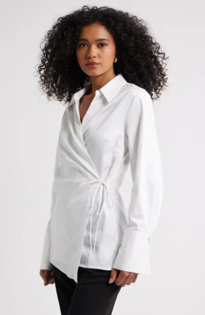 Open Edit Asymmetric Cotton Poplin Wrap Shirt