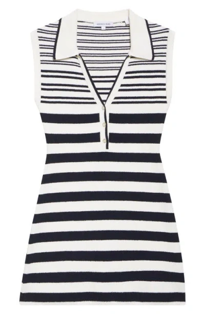 Veronica Beard Mixed Stripe Sleeveless Cotton Blend Sweater Minidress