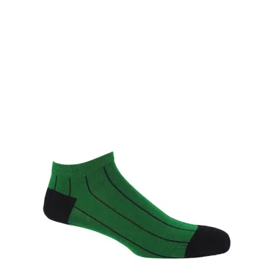 Peper Harow - Made In England Pin Stripe Men's Trainer Socks – Green